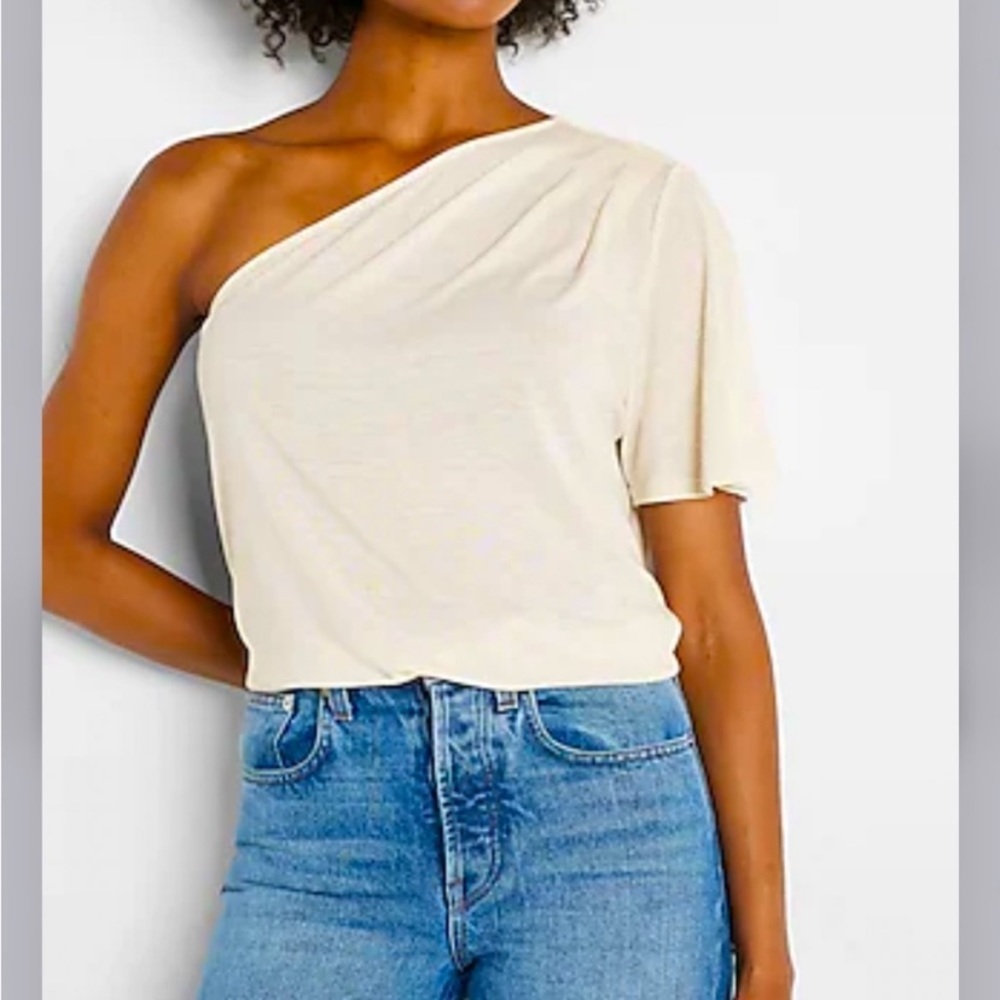 Express Pleated One Shoulder Tee, Size XL